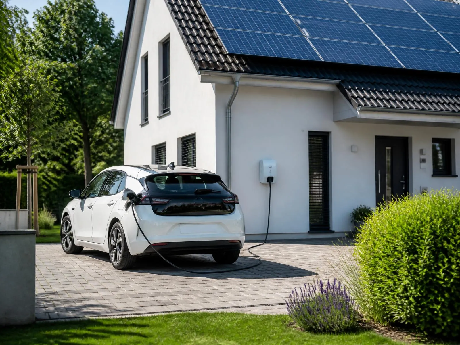 Elektromobil nabíjaný pri dome s fotovoltickými panelmi
